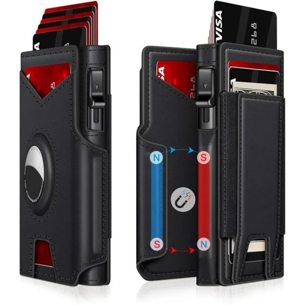 Airtag Wallet for Men | Minimalist Slim Mens Wallet | Pop Up Credit Card Wallet